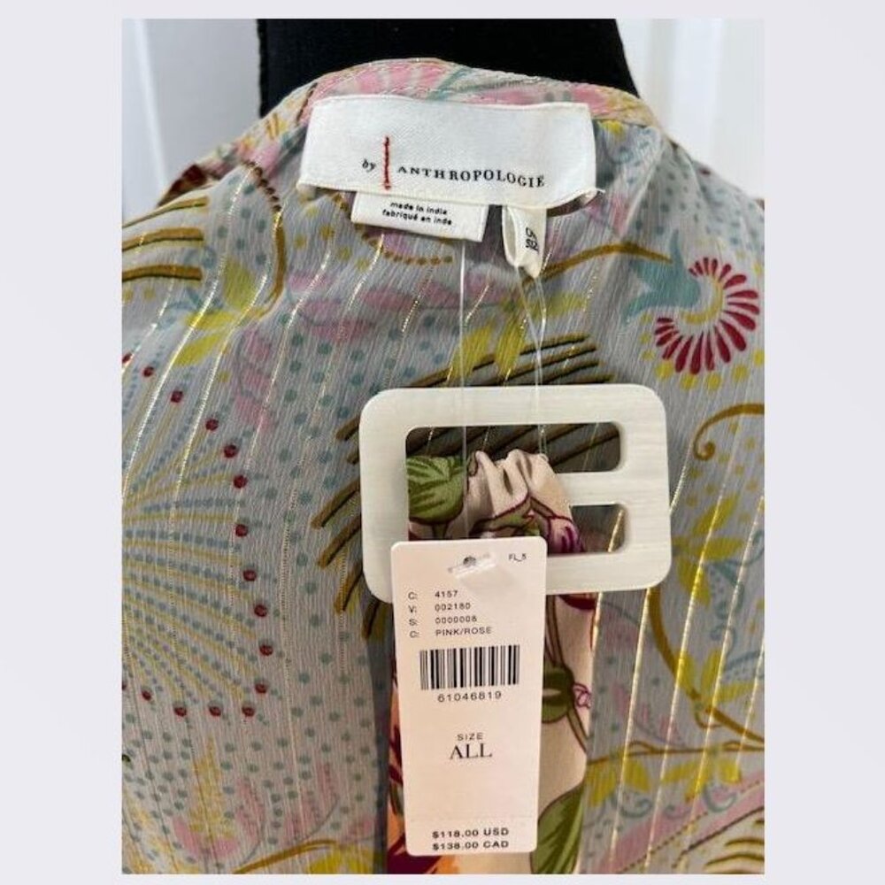 Anthropologie Dani Floral Kimono / Robe in Pink Motif - One Size - NWT - Picture 7 of 7